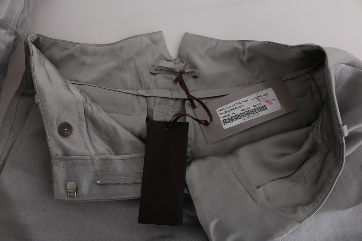 Ermanno Scervino grey silk cropped casual trousers